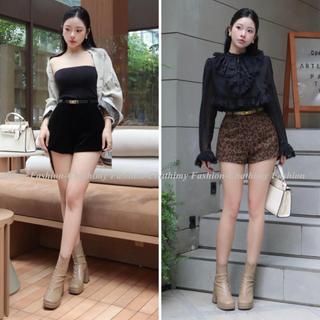 Quần Short Nhung 2 Lớp Cạp Cao Kèm Đai CC, Bigsize 40-80kg, Thời Trang Chathimy (2828)