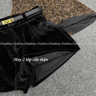 Quần Short Nhung 2 Lớp Cạp Cao Kèm Đai CC, Bigsize 40-80kg, Thời Trang Chathimy (2828)