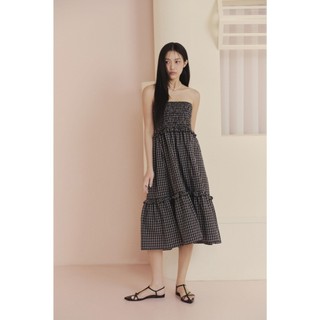 Chân váy maxi OLV phối tầng trẻ trung Black Checked Ruffled Maxi Skirt mặc nhiều kiểu đi chơi