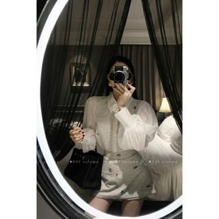 Set dạ nơ cổ sơ mi tặng kèm hoa trà sang chảnh dành cho chị em mặc đi tiệc cưới tôn da đẹp dáng xinh - Baotrang.clothes