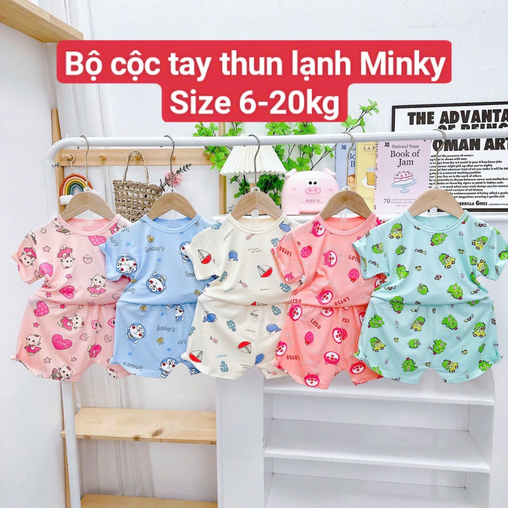 [A16- Nhiều mẫu, siêu mềm] Bộ Thun Lạnh Quần Đùi Áo Cộc Họa Tiết Chất Vải Thun Lạnh Cho Bé Trai Bé Gái