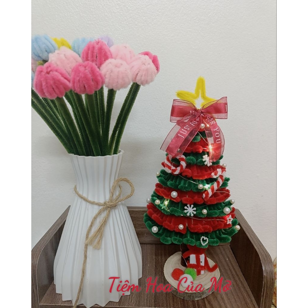 ( Tặng đèn led ) SET NGUYÊN LIỆU Cây Thông 🌲 Noel Mix Màu Quà Tặng Xinh Xắn