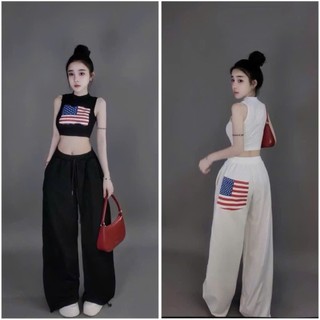 Quần Nỉ Bông Ống Rộng In Chữ Sau Mông Cá Tính - Quần Suông Hack Dáng Dày Dặn