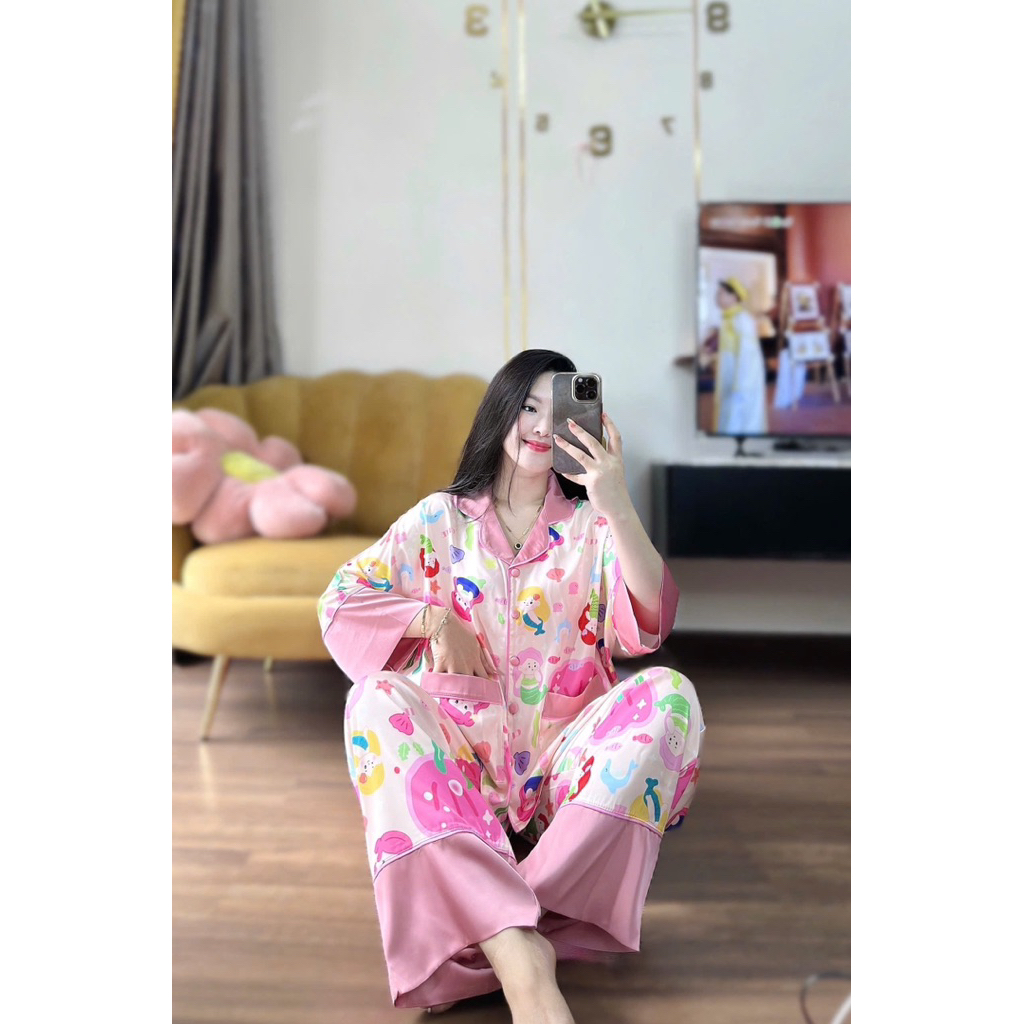 Bộ pijama hoạ tiết TIÊN CÁ lụa latin mềm mát
