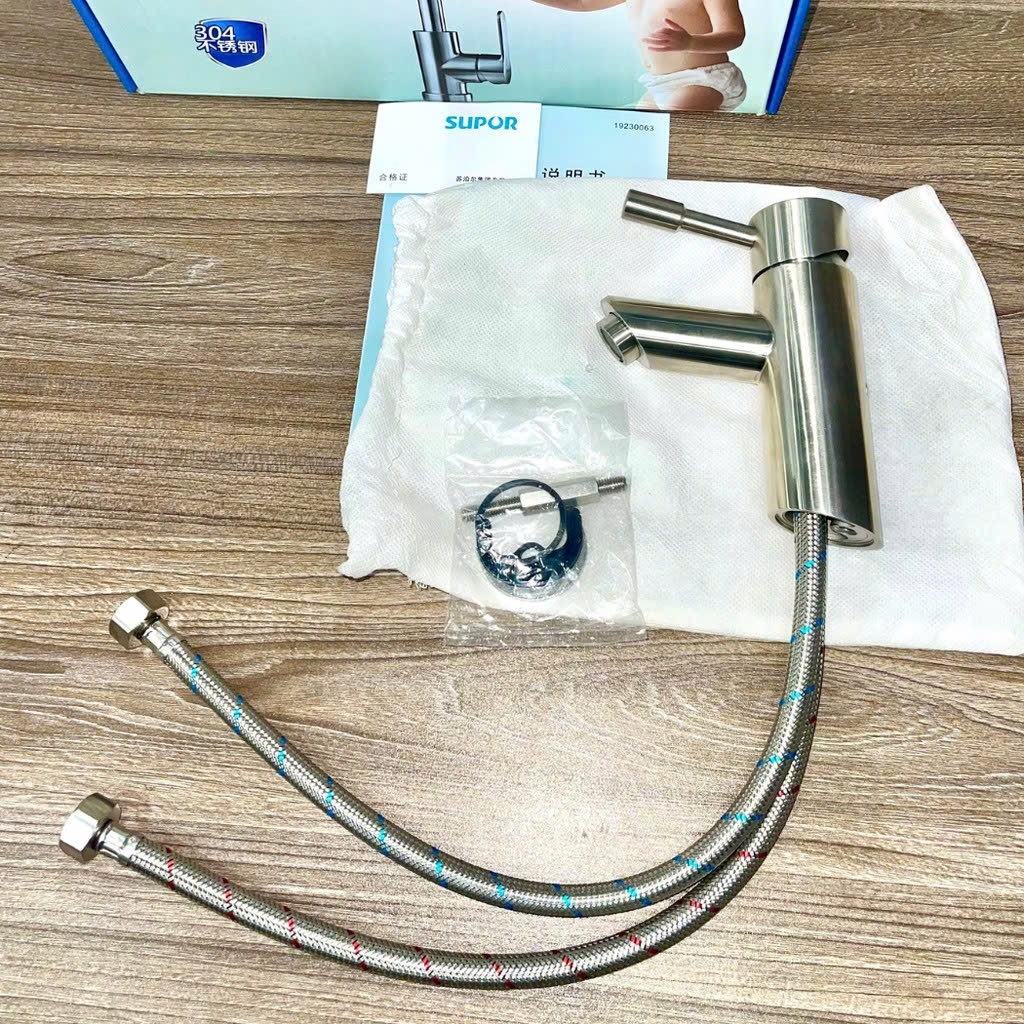 Vòi chậu rửa Lavabo xoay đầu SUPOR 231604-04-LS, inox 304 cao cấp, bảo hành 3 năm