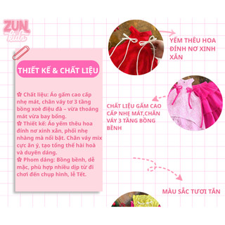 Set Áo Yếm Cổ Tàu + Chân Váy Dài Công Chúa A390 – Đồ Bé Gái , Đi Chơi, Dự Tiệc, Tết, Sinh Nhật