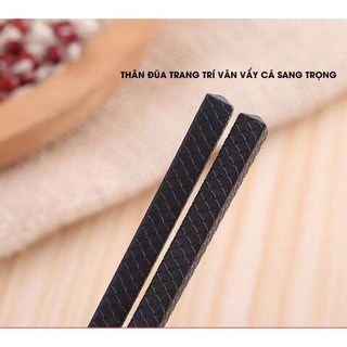 Set 10 Đôi Đũa Đen Nội Địa, Đũa Đen Kháng Khuẩn Chống Nấm Mốc Chông Trơn Trượt, Đũa Vây Cá