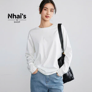 Áo Thun Dài Tay Cổ Tròn Basic Nam Nữ Phong Cách Hàn Quốc