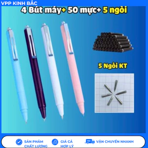 Combo Mực+Bút Máy Bấm Kim Tinh Mới (Tặng ống mực không xóa+pitong hút mực lọ).Nét Chữ 0.38 mm