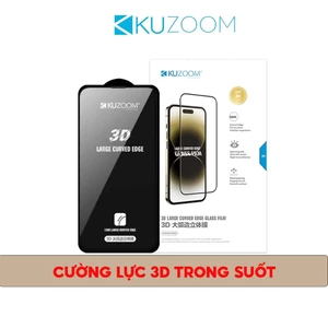 Kính Cường Lực 3D Trong Suốt FULL HD Chính Hãng Kuzoom Chịu Lực Tốt Dành Cho IP X-11->15-16-17PROMAX
