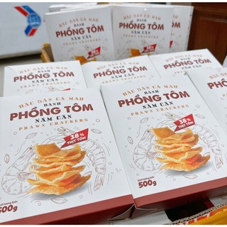 BÁNH PHỒNG TÔM CÀ MAU LOẠI ĐẶC BIỆT – 38% THỊT TÔM – BỊCH 500G – PHỒNG TO, GIÒN RỤM.