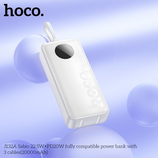 Sạc Dự Phòng Hoco J132A 20000mAh TypeC PD 20W, Cáp TypeC 22.5W, kèm cáp C to C (Đen)
