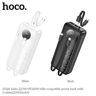 Sạc Dự Phòng Hoco J132A 20000mAh TypeC PD 20W, Cáp TypeC 22.5W, kèm cáp C to C (Đen)