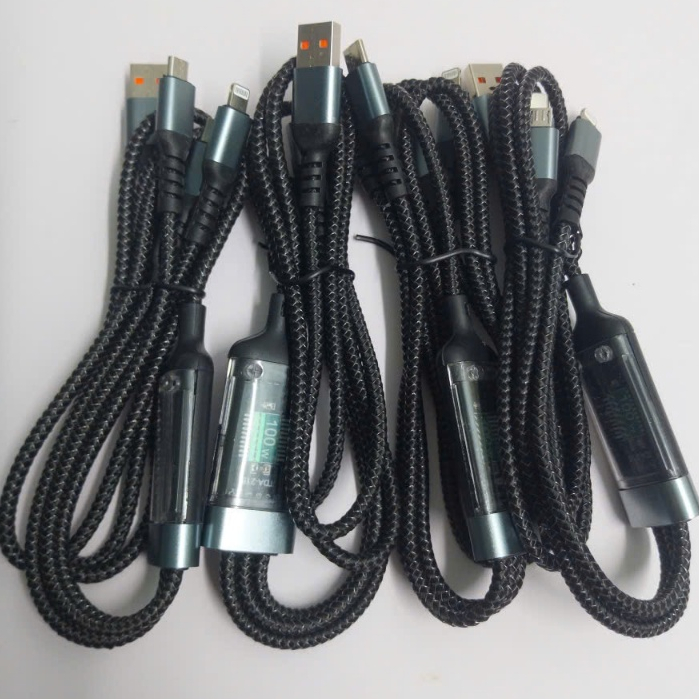 Dây Cáp Sạc Dữ Liệu Sạc Nhanh 3 Đầu 100W 6A