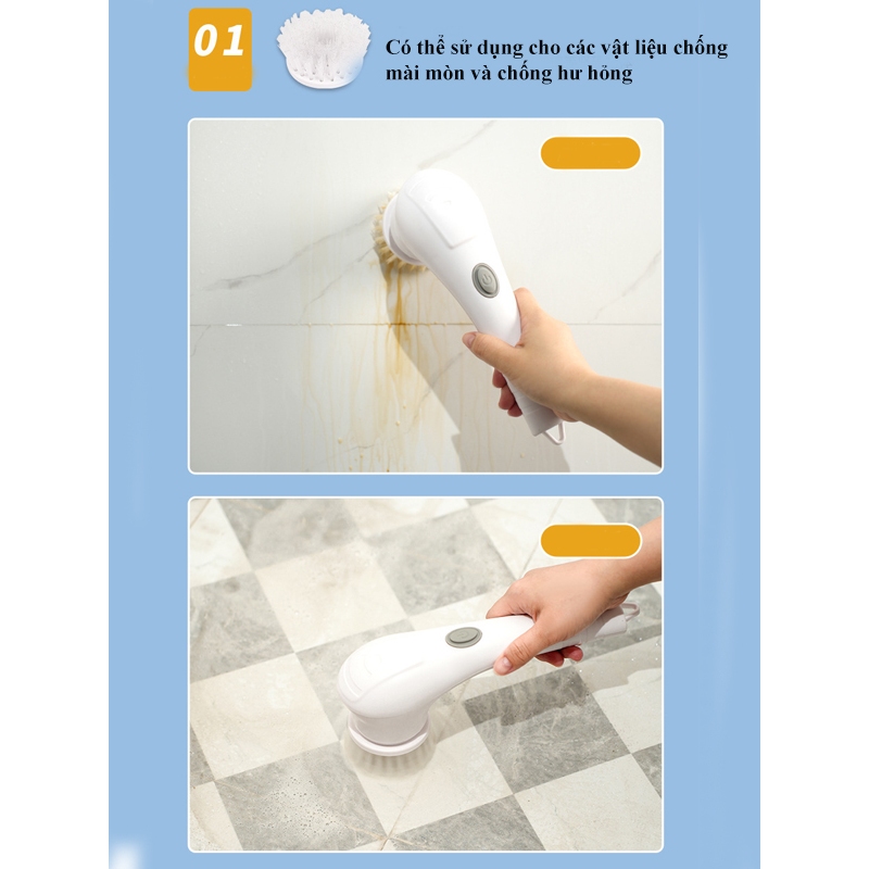 Máy cọ rửa SUNHOME SH0015 đa năng 5 đầu thay thế, bàn chải điện đa năng, máy cọ rủa nhà bếp cần tay