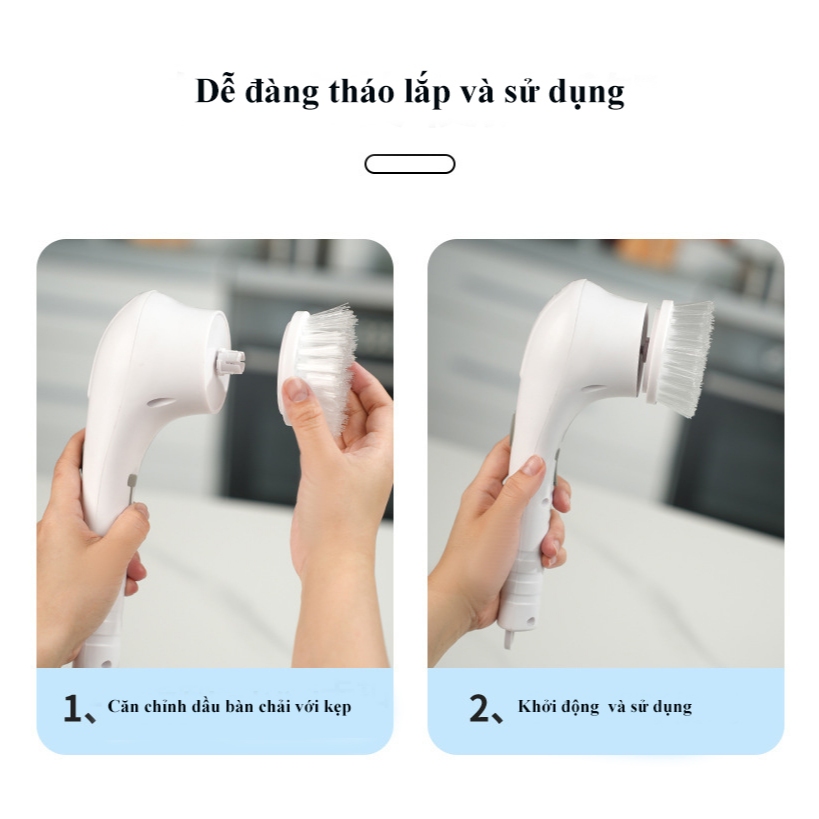 Máy cọ rửa SUNHOME SH0015 đa năng 5 đầu thay thế, bàn chải điện đa năng, máy cọ rủa nhà bếp cần tay