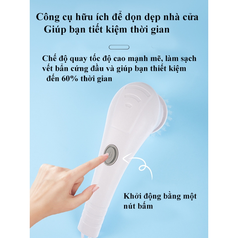 Máy cọ rửa SUNHOME SH0015 đa năng 5 đầu thay thế, bàn chải điện đa năng, máy cọ rủa nhà bếp cần tay