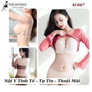 Áo lót su cài trước VANVENE AC667 không gọng đệm dày nâng ngực tạo khe, áo ngực nữ không dây chống tụt cao cấp