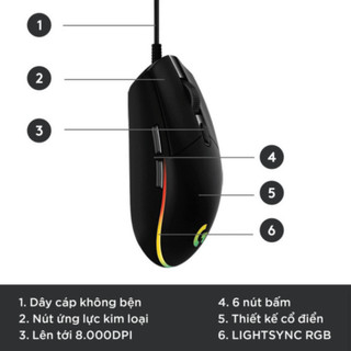 Chuột game có dây Logitech G102 OEM Lightsync - Tùy chỉnh RGB, 6 nút lập trình