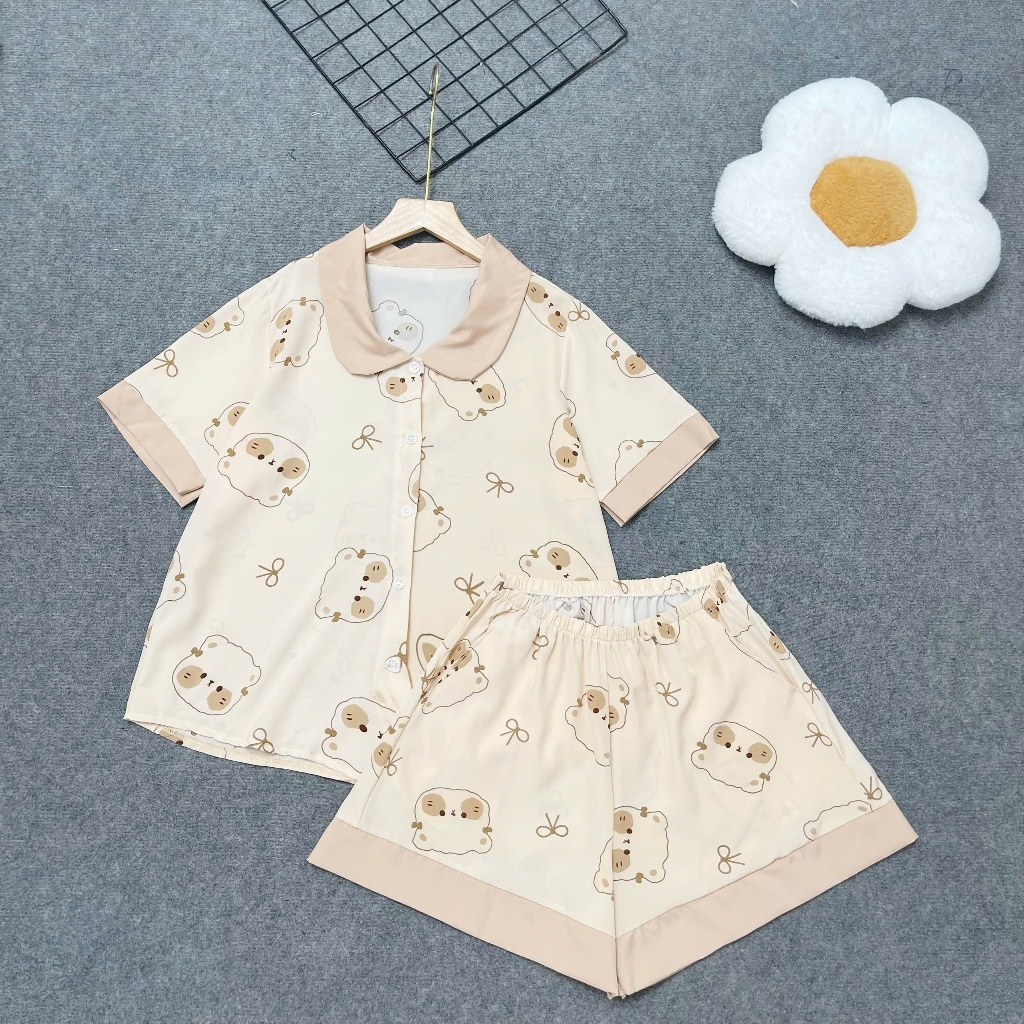 Đồ Bộ Pyjama Bigsize Đùi,Đồ Ngủ Mặc Nhà Chất Liệu Lụa Mặc Mát Thoải Mái SET49