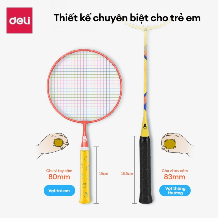 Bộ 2 Vợt Cầu Lông TRẺ EM - HỌC SINH Cao Cấp Deli x Aginte Nhẹ Bền Đẹp - Tặng Kèm Túi