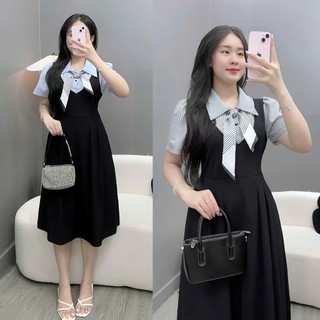 Váy đầm bigsize nữ dáng dài dự tiệc – phối áo sơ mi thanh lịch, che bụng siêu tốt 58-92kg A690