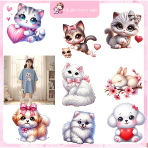 Hình ủi nhiệt quần áo mẫu MÈO CUTE nhiều mẫu,nhiều size, ủi tại nhà bằng bàn ủi-THEO YÊU CẦU INBOX SHOP