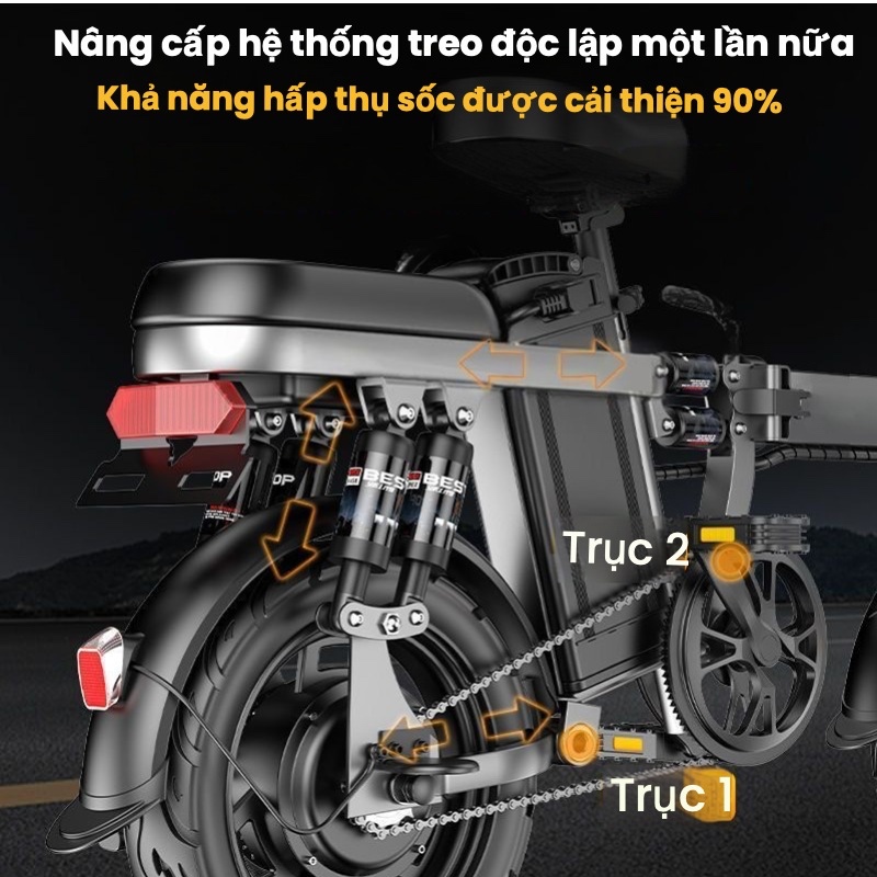 C14 gấp gọn bỏ cốp tiện lợi. Xe điện pin Lithium động cơ 400w. BH 1 nămXe đạp điện trợ lực