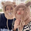Mũ trùm đầu kèm khẩu trang gấu mèo giữ ấm cổ tai