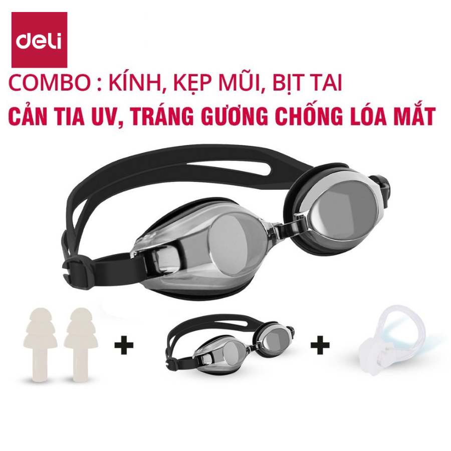 Kính Bơi NGƯỜI LỚN - TRẺ EM Deli x Agnite Chính Hãng Chống Tia UV Bảo Vệ Mắt Thấu Kính Trong Tầm Nhìn Rõ