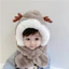 Mũ kèm khăn quàng cổ 2 in 1 cho bé mũ sừng hươu dày dặn