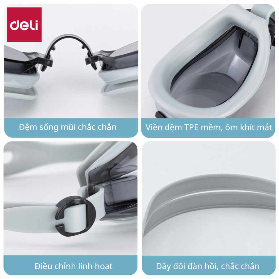 Kính Bơi NGƯỜI LỚN - TRẺ EM Deli x Agnite Chính Hãng Chống Tia UV Bảo Vệ Mắt Thấu Kính Trong Tầm Nhìn Rõ