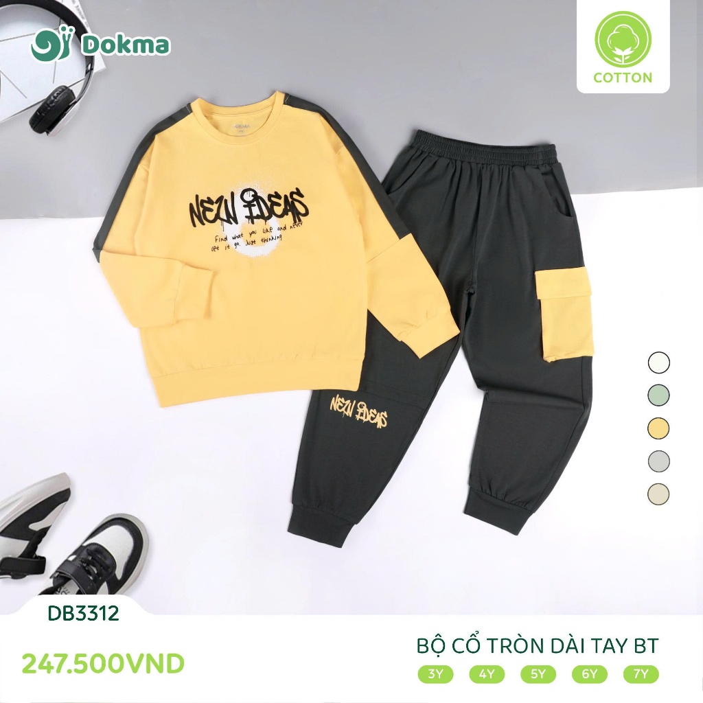 (3-7Y, 13-25kg) Bộ Dài Tay Dokma Cho Bé DB3258 DB3313 DB3202 DB3293 DB3312