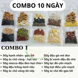 Combo 10 ngày set hạt mix sẵn gói 50g hạt dinh dưỡng - Tặng kèm muối hồng