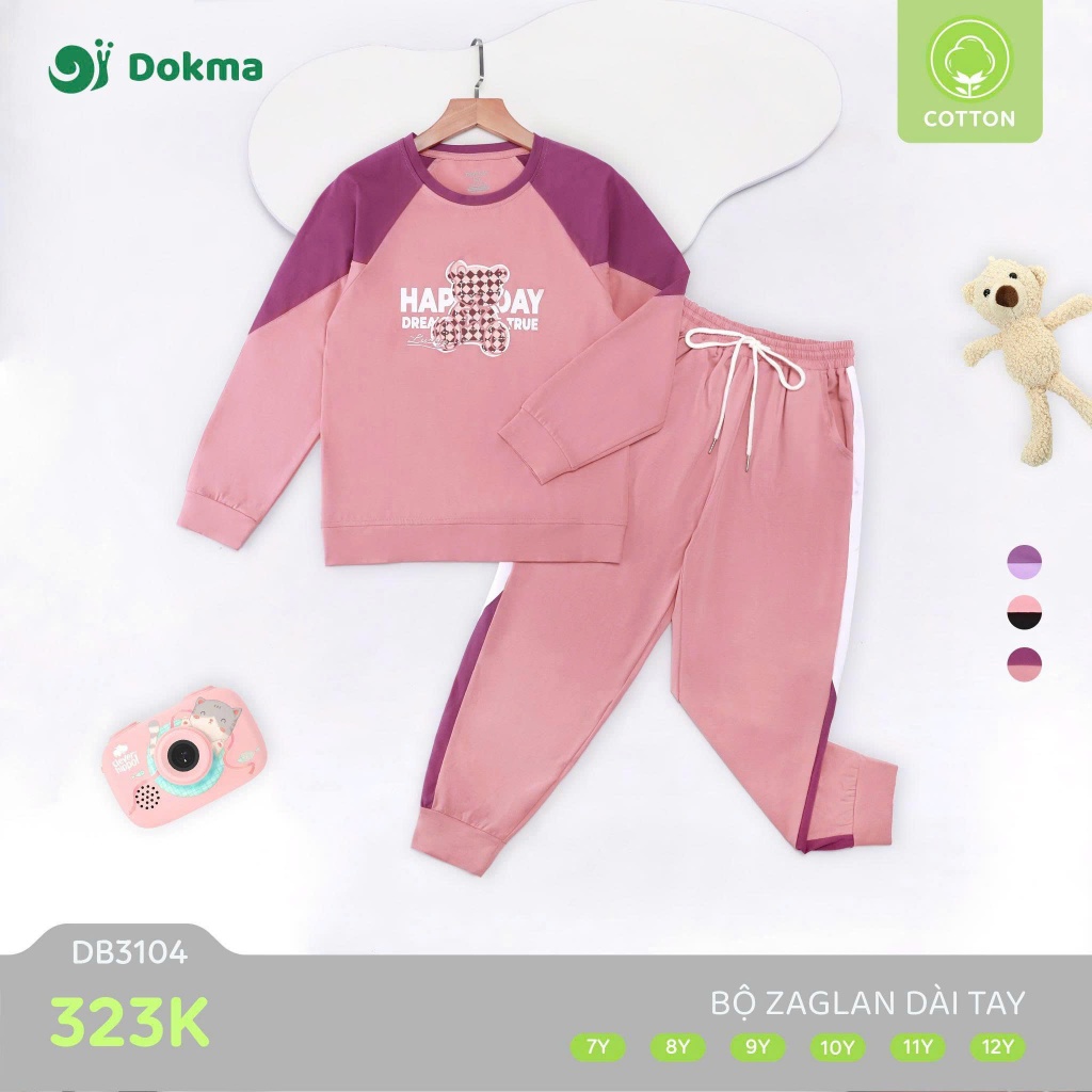 (23-42kg, 7-12Y) Bộ Cổ Tròn Dài Tay Dokma DB3106 DB3107 DB3100 DB3109 DB3264
