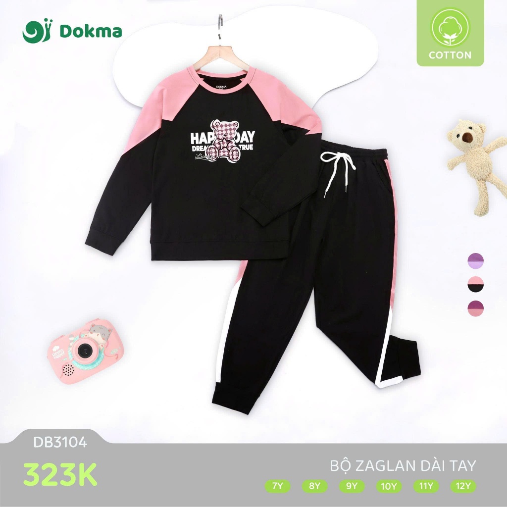 (23-42kg, 7-12Y) Bộ Cổ Tròn Dài Tay Dokma DB3106 DB3107 DB3100 DB3109 DB3264