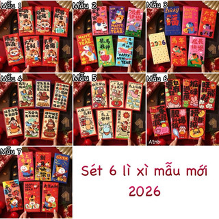 Sét 6 lì xì hoạt hình siêu cute ạ mời các mom thẩm