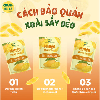 Xoài Sấy Dẻo Ít Đường Chang Bites Ăn Vặt Healthy Giàu Vitamin C, Chuẩn Xuất Khẩu Có Giấy Tờ Công Bố Đầy Đủ