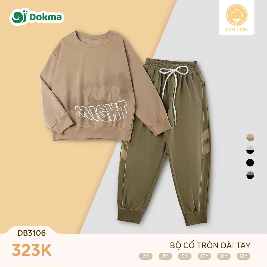(7-12Y, 23-42kg) Bộ Dài Tay Dokma Bé Trai, Bé Gái DB3264 DB3263 DB3104 DB3100 DB3107 DB3109 DB3106 DB3096