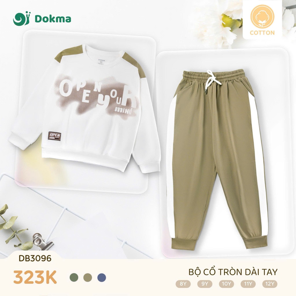 (7-12Y, 23-42kg) Bộ Dài Tay Dokma Bé Trai, Bé Gái DB3264 DB3263 DB3104 DB3100 DB3107 DB3109 DB3106 DB3096