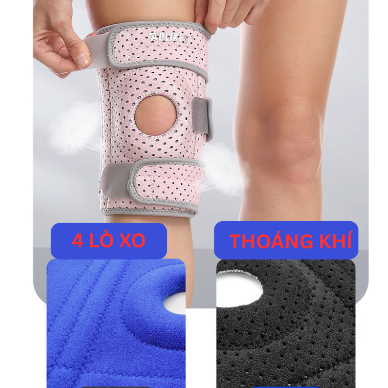 Băng Gối Thể Thao Aolikes 4 lò xo 7912,Bó Gối Tập Gym, Đá Bóng,Cầu Lông,Bóng Chuyền,Pickleball