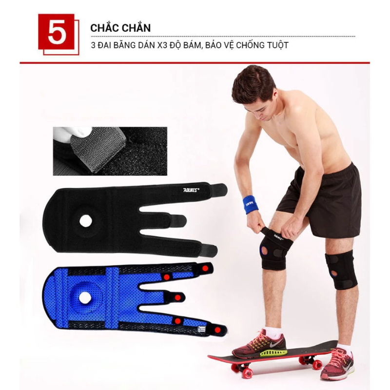 Băng Gối Thể Thao Aolikes 4 lò xo 7912,Bó Gối Tập Gym, Đá Bóng,Cầu Lông,Bóng Chuyền,Pickleball