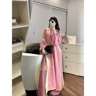 Set Áo Dài Gấm Hoa Hồng Mix Quần Lụa Suông Lannie, Set Áo Dài 2 Tà Fom Rộng Mix Quần Ống Đứng Lịch Lãm