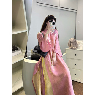 Set Áo Dài Gấm Hoa Hồng Mix Quần Lụa Suông Lannie, Set Áo Dài 2 Tà Fom Rộng Mix Quần Ống Đứng Lịch Lãm