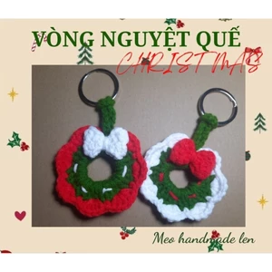 Móc khóa vòng nguyệt quế giáng sinh, christmas, noel - handmade len - crochet
