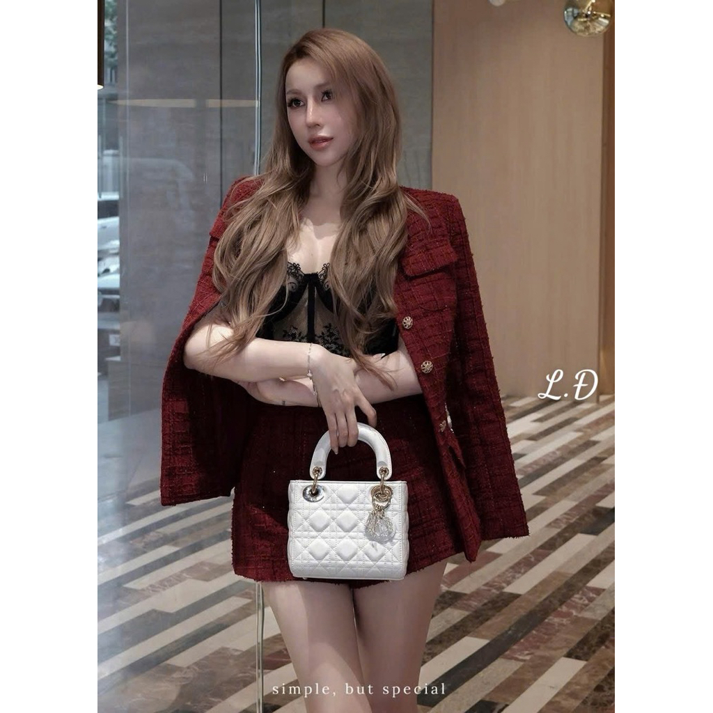 Sét dạ 2 màu mặc thu đông sang xin   Đỏ - be  SML