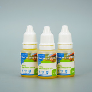 Thuốc thú y TIMICIN 250 ORAL chai 10ml VB Pharma hỗ trợ hô hấp viêm phổi cho chó mèo gia súc gia cầm