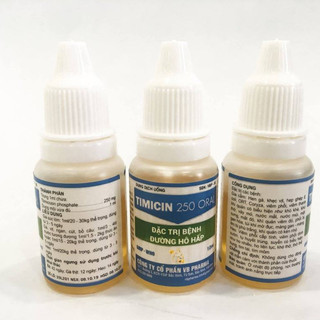 Thuốc thú y TIMICIN 250 ORAL chai 10ml VB Pharma hỗ trợ hô hấp viêm phổi cho chó mèo gia súc gia cầm
