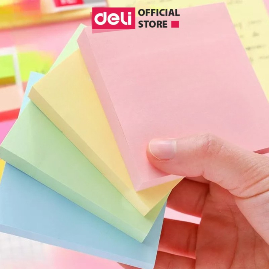 Set 100 Giấy Note Ghi Chú, Giấy Nhớ Hình Vuông Dán Vàng Deli Giấy Ghi Chú Loại Chất Lượng Cao Tiện Lợi Học Sinh