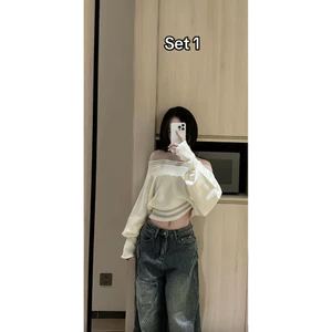 𝑺𝒔𝒖.𝑺𝒕𝒖𝒅𝒊𝒐[CÓ SẴN]new 2025 Áo len lệch vai, trễ vai tay bồng xinh xỉu xiu hot